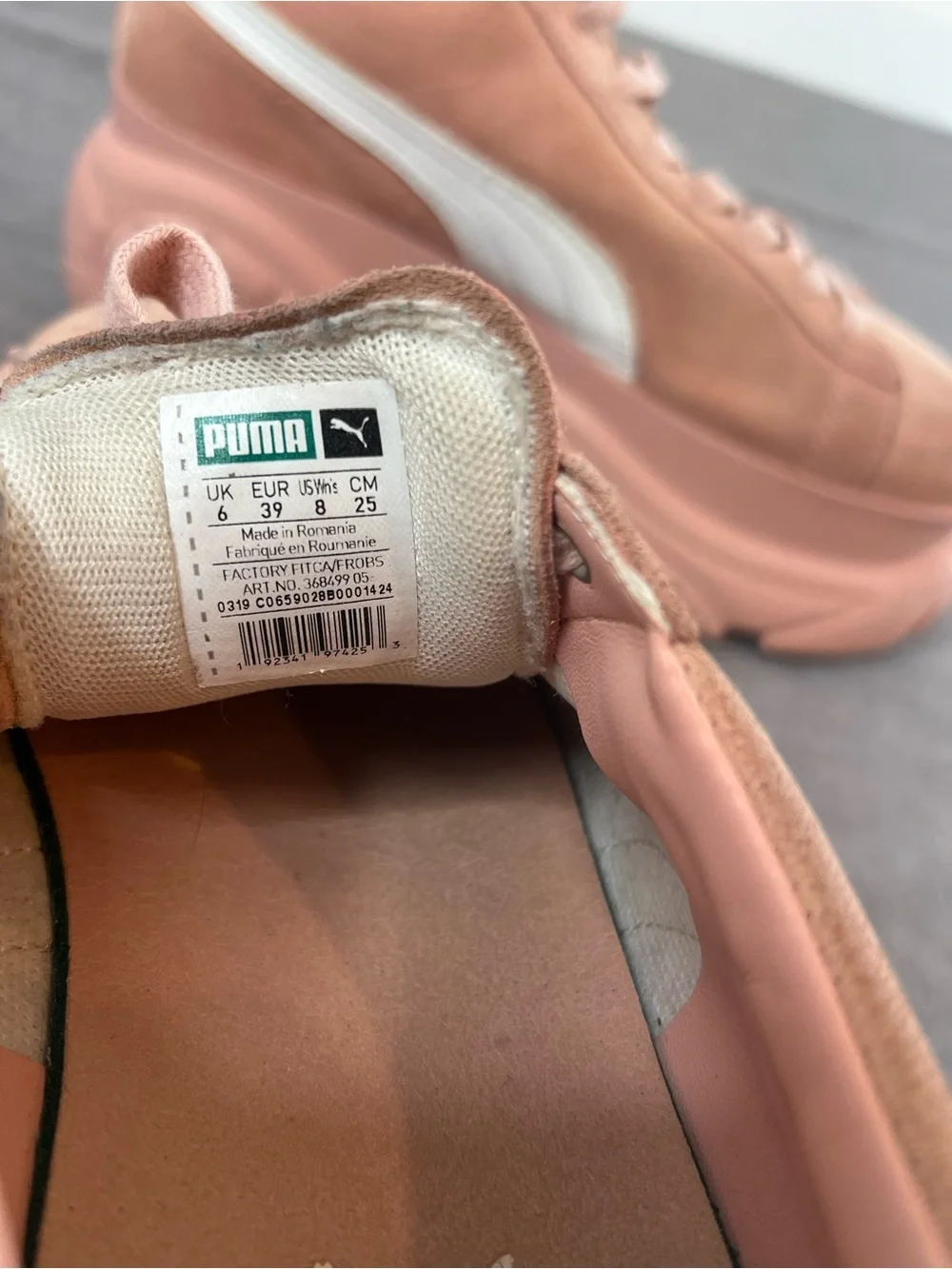 Puma Pink Suede Platform Sneakers with White Formstrip